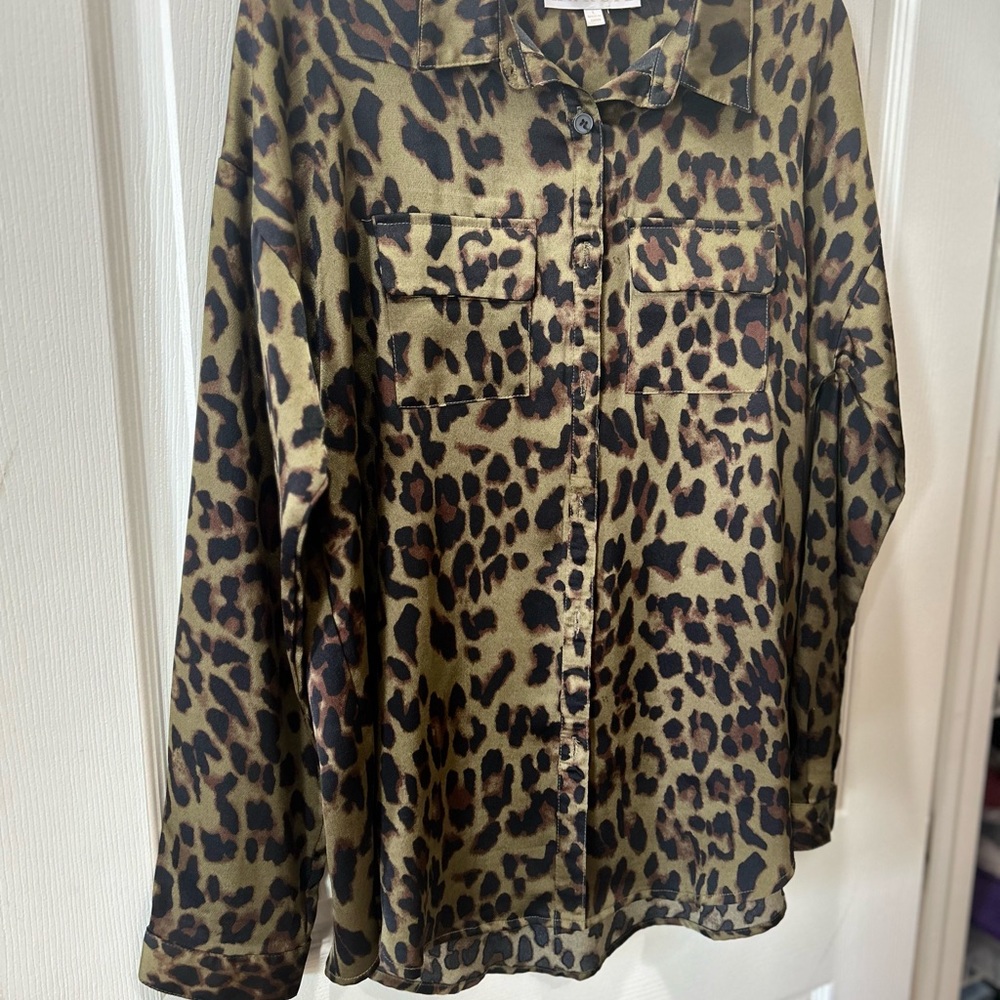 Leopard Print Blouse Large